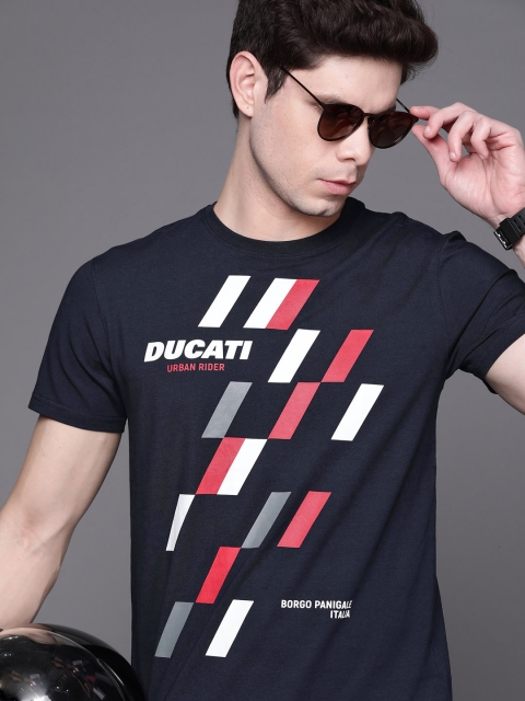 

Ducati Men Navy Blue & White Printed T-shirt