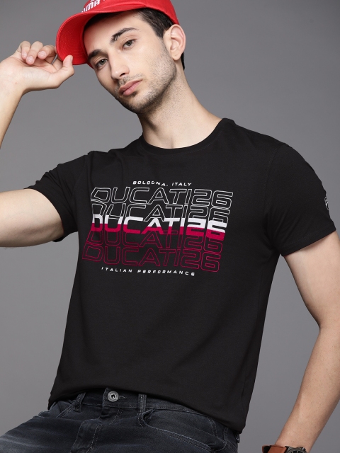 

Ducati Men Black & White Printed T-shirt