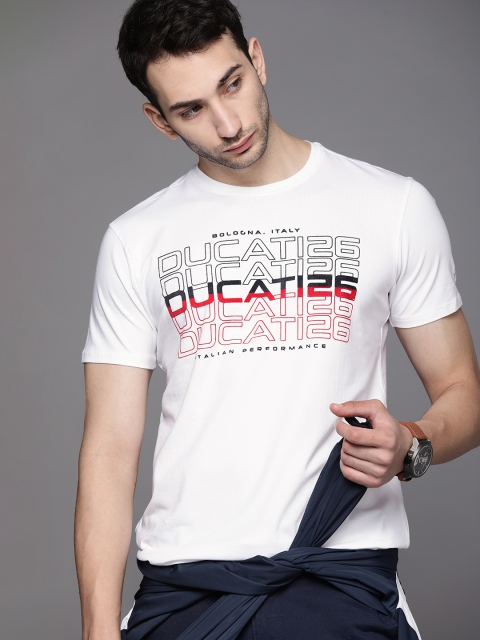 

Ducati Men White & Red Typography Printed T-shirt