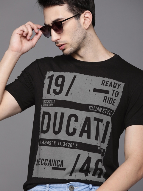 

Ducati Men Black & Grey Printed T-shirt