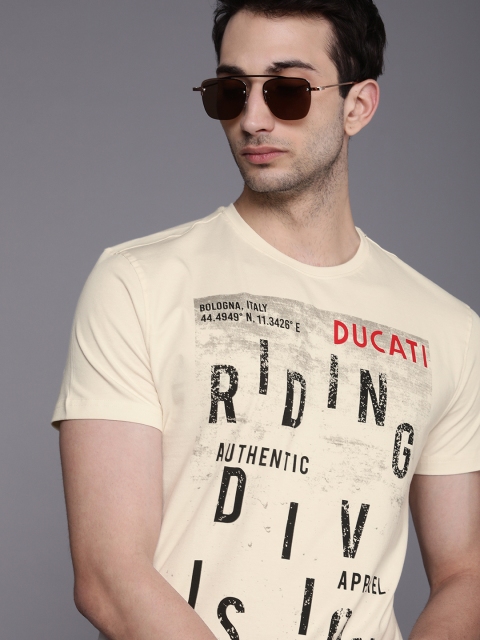 

Ducati Men Off White Biker Printed T-shirt