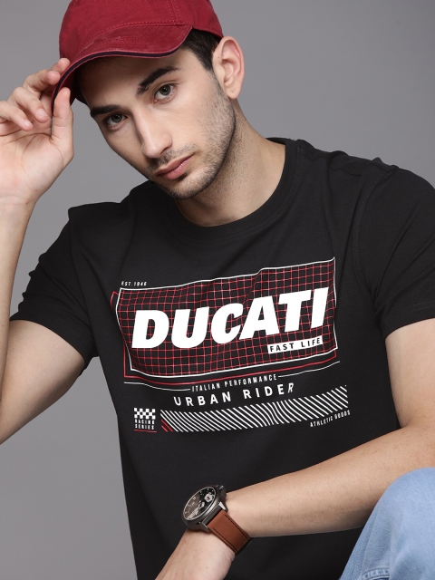 

Ducati Men Black & White Printed T-shirt