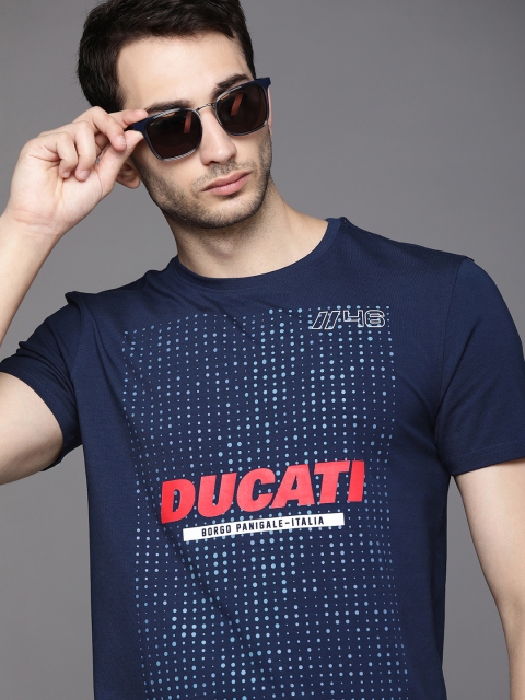 

Ducati Men Navy Blue & Red Brand Logo Printed T-shirt