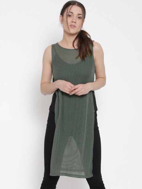 

ONLY Women Grey Striped Sheer Top