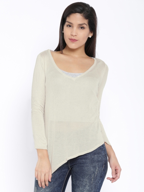 

ONLY Women Beige Sheer Top