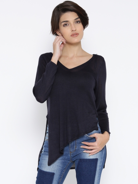 

ONLY Women Navy Sheer Top, Navy blue