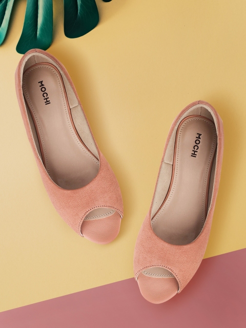 

Mochi Women Peach-Coloured Solid Peep Toes