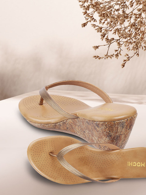 

Mochi Women Gold-Toned Solid Sandals