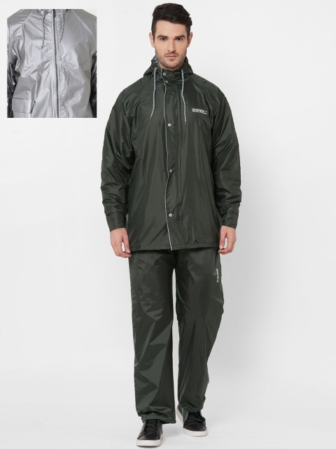 

Zeel Men Green & Grey Solid Reversible Waterproof Hooded Rain Suit