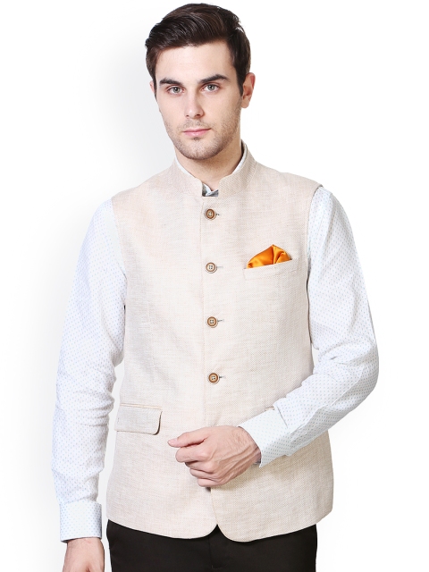 

Van Heusen Beige Linen Slim Fit Nehru Jacket