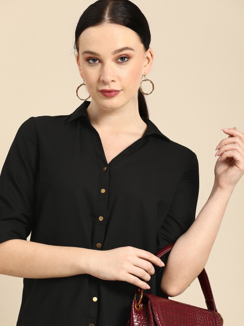 

all about you Women Black Opaque Casual Shirt