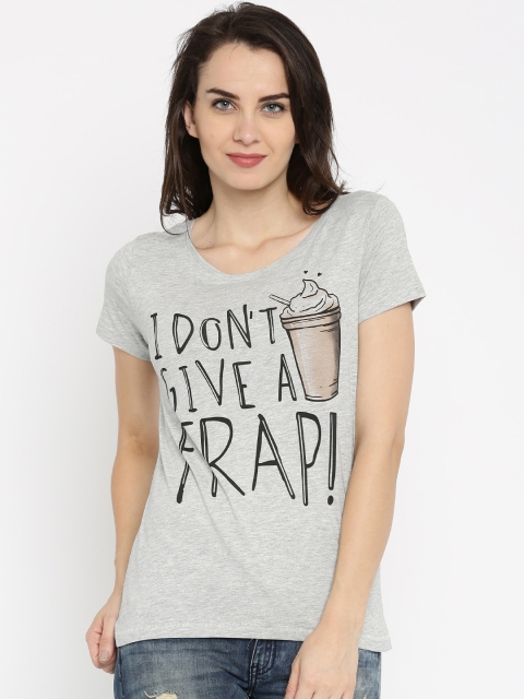 

ONLY Women Grey Melange Printed T-Shirt