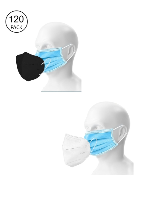

OOMPH Unisex Pack of 100 3-Ply Disposable Masks & 20 5-Ply KN95 Double Masks, Blue