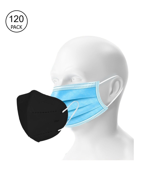 

OOMPH Unisex Pack Of 100 3-Ply Disposable Masks & 20 5-Ply KN95 Double Masks, Blue