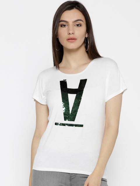 

ONLY Women White Sequinned Top
