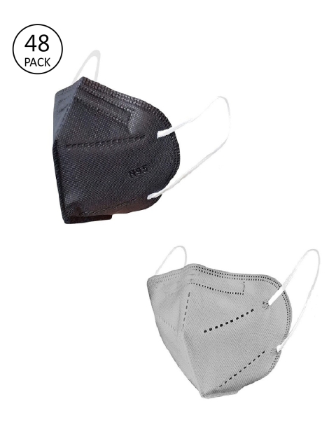 

OOMPH Unisex Pack of 48 Solid 5-Ply Reusable Anti-Pollution KN95 Masks, Black