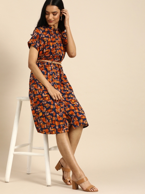 

all about you Multicoloured A-Line Dress With Belt, Multi