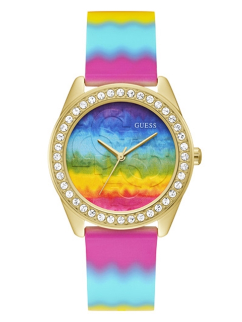 

GUESS Women Multicoloured Rainbow Tie & Dye Pride Analogue Watch GW0250L1, Multi