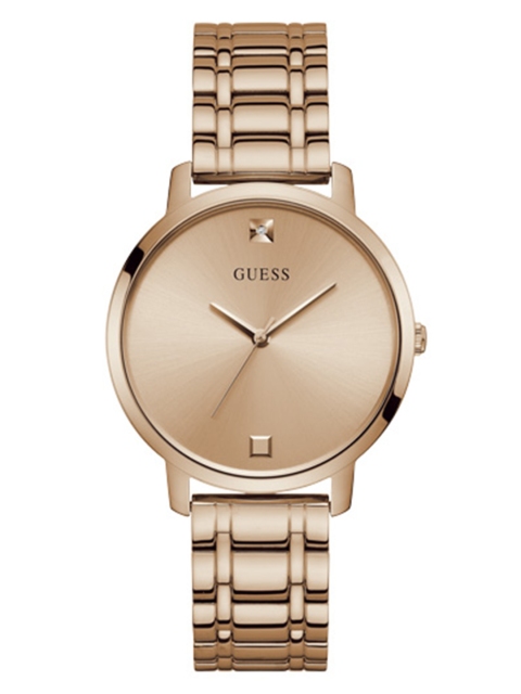 

GUESS Women Rose Gold-Toned Diamond Studded Analogue Watch W1313L3