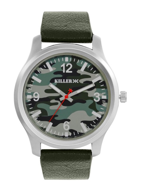 

Killer Men Olive Green & Grey Camouflage Print Analogue Watch KL-21B