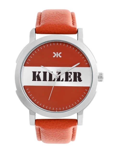 

Killer Men Tan Brown & Silver-Toned Brand Logo Print Analogue Watch KL-25B