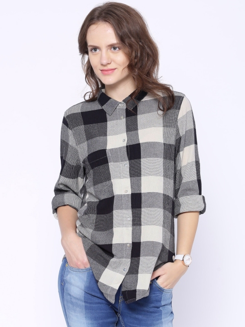 

ONLY Black & Off-White Checked Shirt