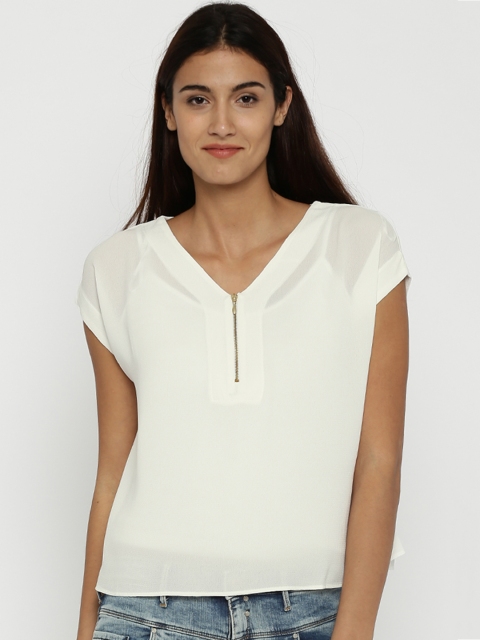 

ONLY Women White Solid Top