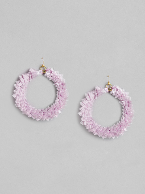 

DressBerry Lavender Fringed Circular Drop Earrings