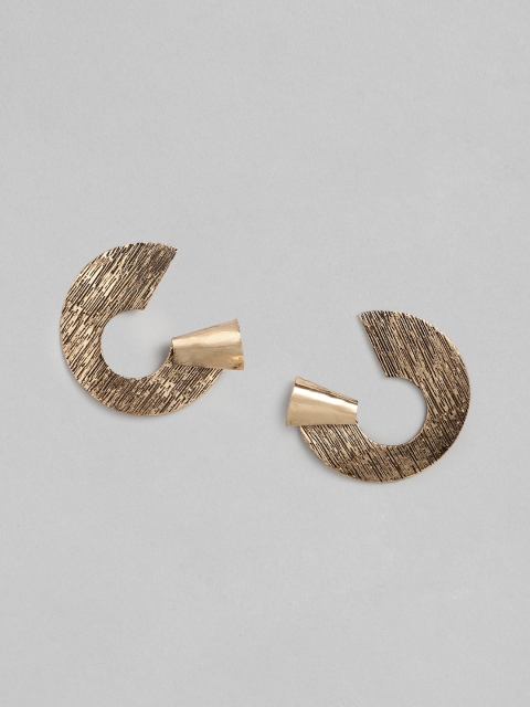 

DressBerry Antique Gold-Toned Textured Contemporary Drop Earrings
