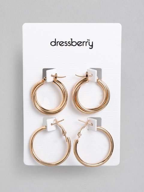 

DressBerry Set of 2 Gold-Toned Circular Hoop Earrings