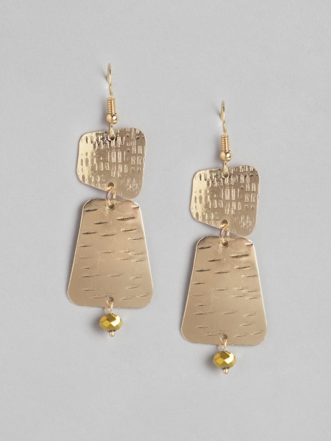 

DressBerry Rose Gold-Toned Textured Contemporary Drop Earrings