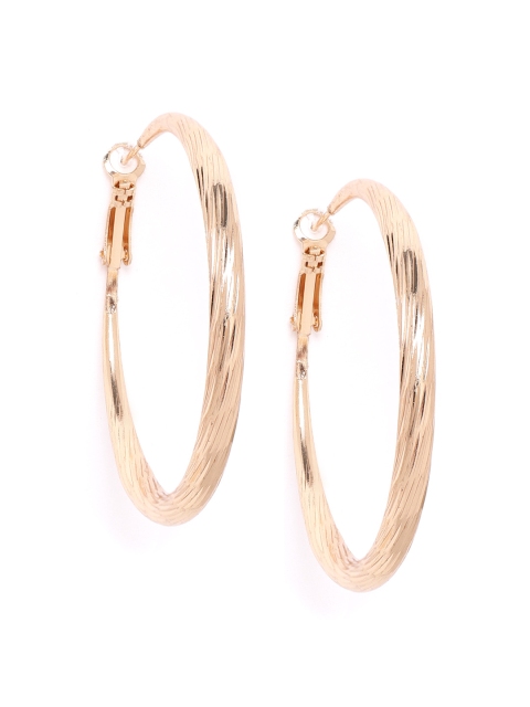 

DressBerry Gold-Toned Textured Circular Hoop Earrings