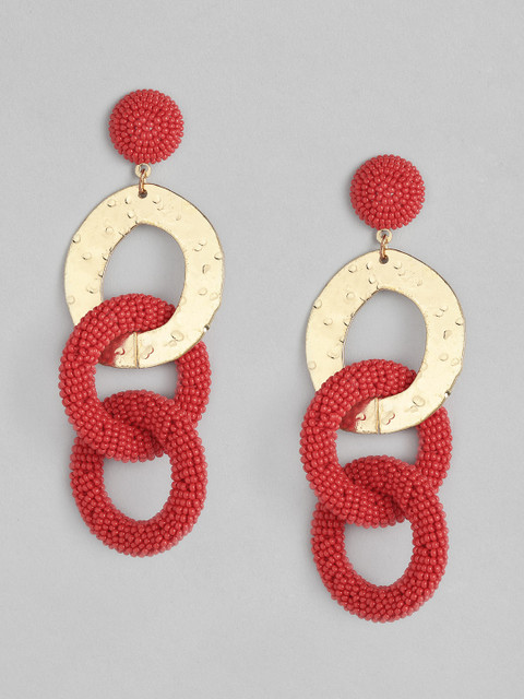 

DressBerry Rose Gold-Plated & Red Circular Drop Earrings