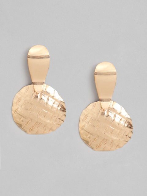 

DressBerry Gold-Toned Hammered Contemporary Drop Earrings