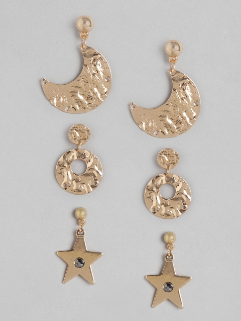 

DressBerry Set of 3 Gold-Toned Drop Earrings