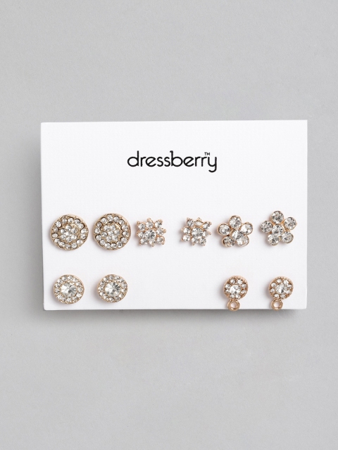 

DressBerry Set of 5 Gold-Toned Stone Studs