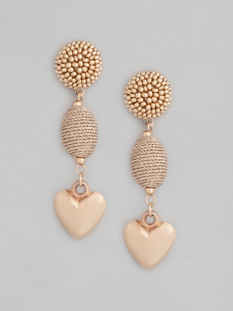

DressBerry Gold-Toned Beaded Heart Shaped Drop Earrings