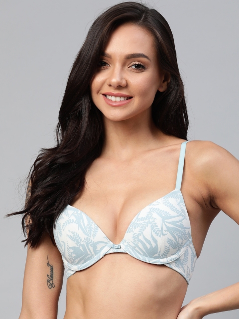 

Marks & Spencer White & Green Floral Everyday Bra Full Coverage Underwired Lightly Padded