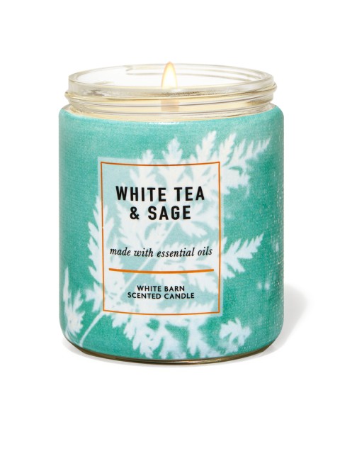 

Bath & Body Works White Tea & Sage Single Wick Scented Candle 198 g, Green