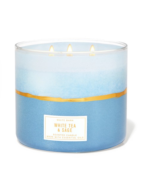 

Bath & Body Works White Tea & Sage 3-Wick Scented Candle, 411g, Blue