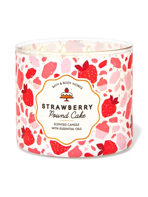 

Bath & Body Works Strawberry Pound Cake 3-Wick Scented Candle 411 g, Red