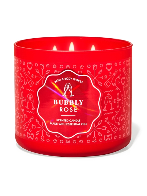 

Bath & Body Works Bubbly Rose 3-Wick Scented Candle 411 g, Red