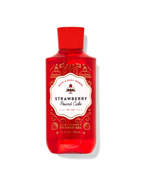 

Bath & Body Works Strawberry Pound Cake Shower Gel with Aloe Vera & Vitamin E 295 ml, Red