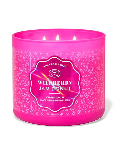 

Bath & Body Works Wildberry Jam Donut 3-Wick Scented Candle 411 g, Pink