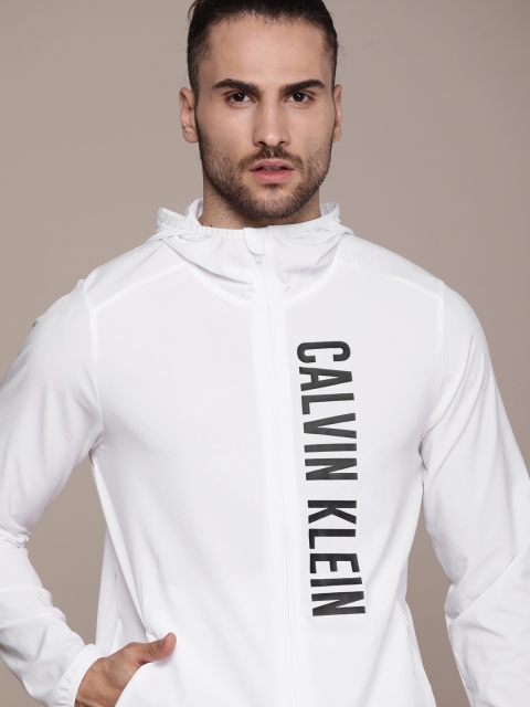 

Calvin Klein Jeans Men White Black Brand Logo Sporty Jacket