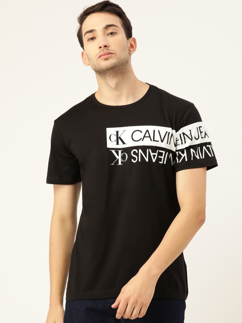 

Calvin Klein Jeans Men Black Brand Logo Printed T-shirt