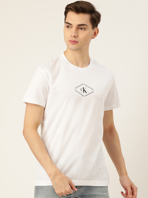 

Calvin Klein Jeans Men White Brand Logo Printed T-shirt