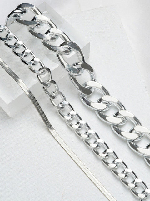 

JOKER & WITCH Set Of 3 Silver-Toned Nectar Link Chain Anklets