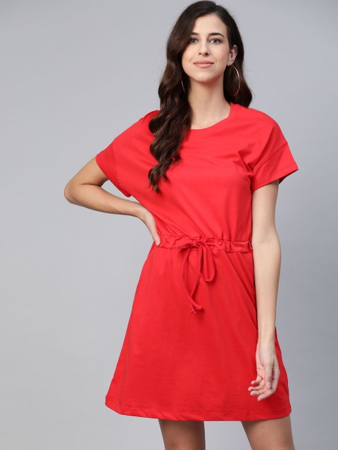 

Harvard Red Pure Cotton A-Line Dress