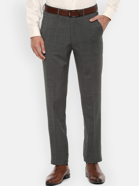 

Luxure by Louis Philippe Men Grey Slim Fit Checked Formal Trousers